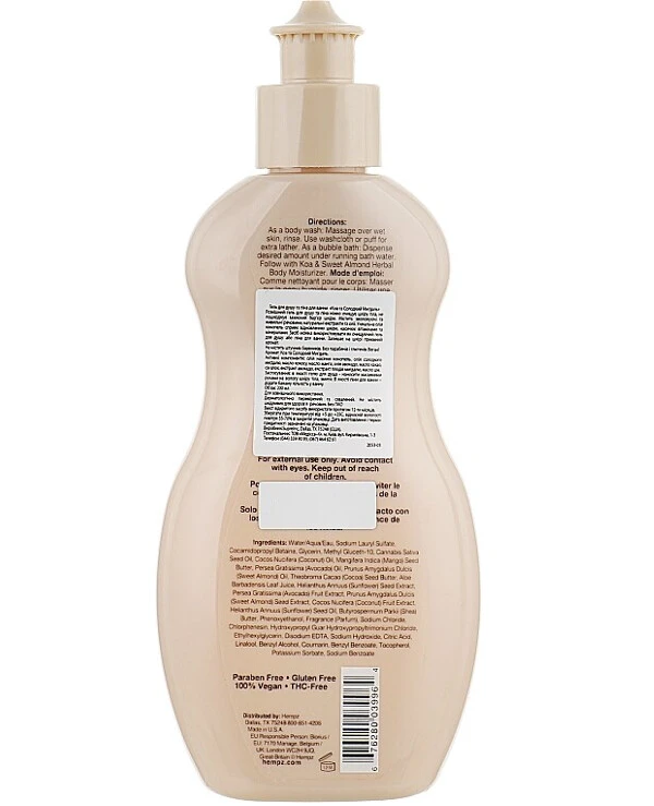 Hempz - Гель-пена для душа Коа и Сладкий Миндаль Koa & Sweet Almond Smoothing Herbal Bubble Bath 200 мл back