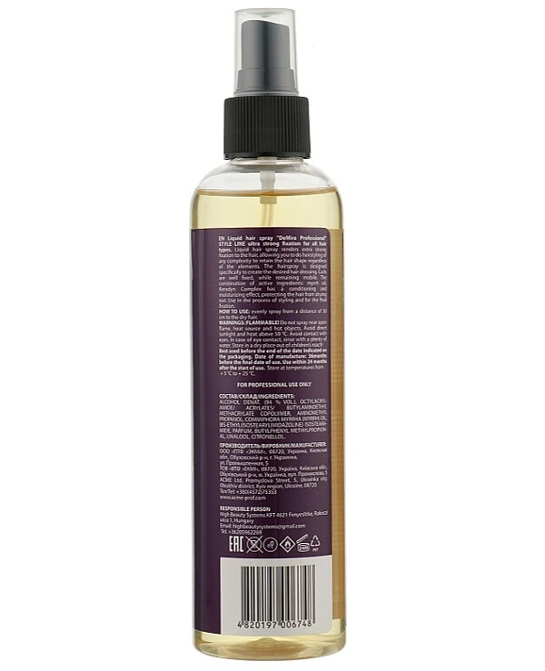 Demira Professional - Жидкий лак-спрей ультра сильной фиксации Style Line Spray 250 мл back
