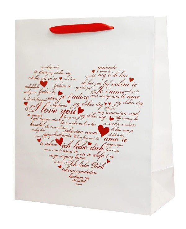 Подарочный пакет - Сердце I love you 26х32х12 см Gift bag Золото