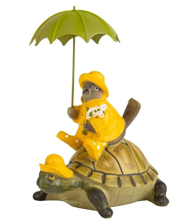 Statuettes - Статуетка Turtle with bird (20 см)  Разноцветный