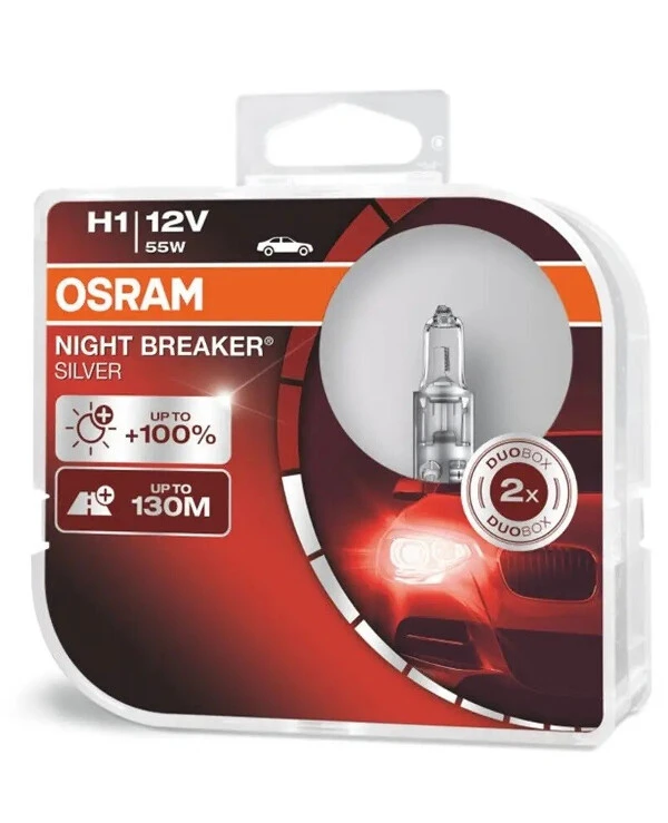 Osram - Halogen lamp Night Breaker Silver H1 12V 55W 64150NBS-HCB-DUO  1550 Lm