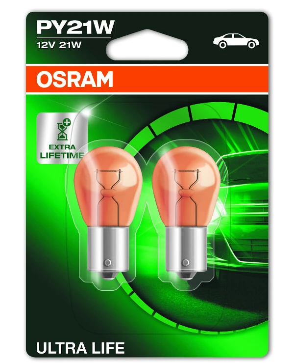 Osram - Лампа накаливания 21W 12V BAU15s PY21W ULTRA LIFE 7507ULT-BLI2  