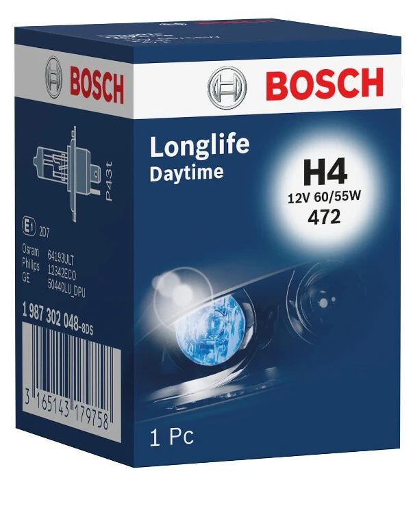 Bosch - Галогенная лампа Longlife Daytime H4 12V 60/55W 1987302048  