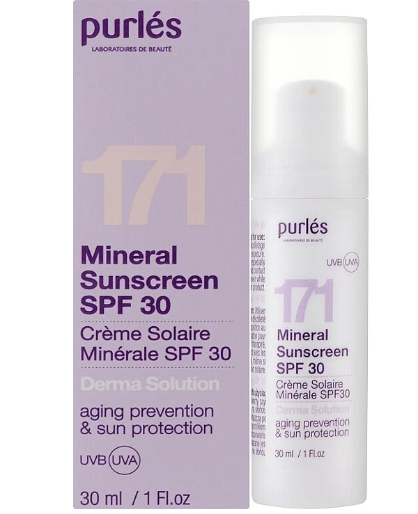 Purles - Минеральный солнцезащитный крем SPF 30 Derma Solution 171 Mineral Sunscreen SPF 30 30 мл