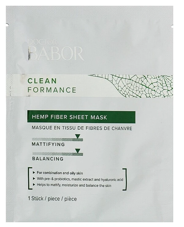 Babor - Тканевая маска из конопляного волокна для лица Doctor Babor Clean Formance Hemp Fiber Sheet Mask 1 шт
