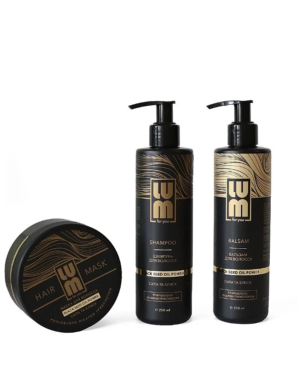 Lum - Hair restoration kit Daily care Set (shm/250ml + h/balm/250ml + h/mask/200ml) 200ml