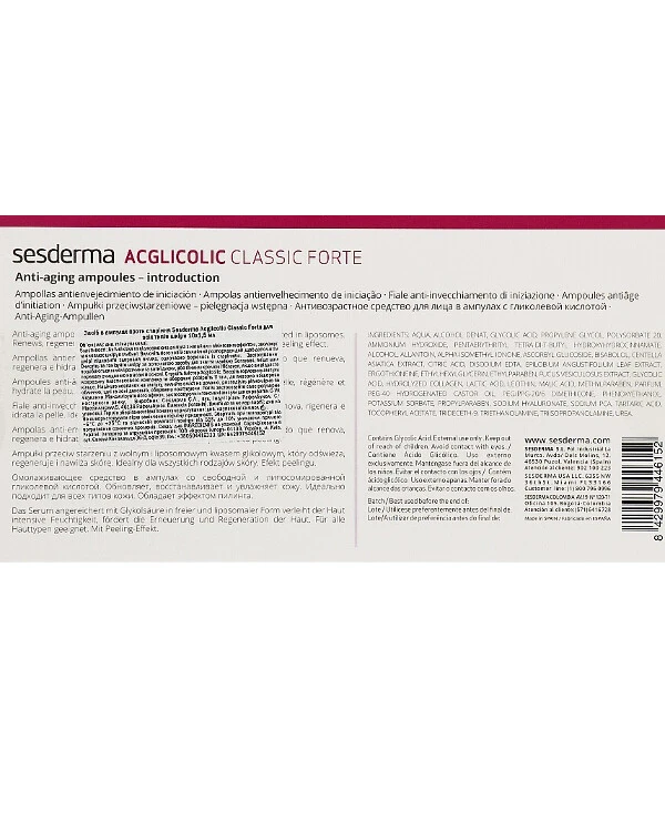 Sesderma - Anti-aging glycolic acid ampoules Acglicolic Classic Forte Anti-Aging Ampoules 10x1,5 ml back