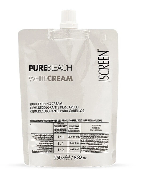 Screen Professional - Белый крем для обесцвечивания, 7 тонов Pure Bleach White Cream 250 г