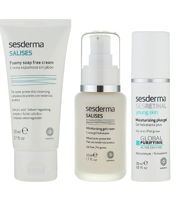 Sesderma - Набор по уходу за жирной кожей лица Salises Pack Antiacne 30 мл back