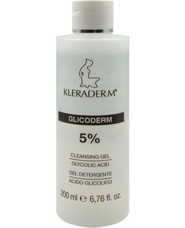 Kleraderm - Гель очищающий с 5% гликолевой кислотой для тела и лица Glicoderm 5% Cleansing Gel Glycolic Acid 200 мл