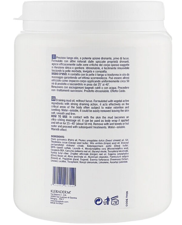 Kleraderm - Грязевое масло без йодсодержащих компонентов Thalassocosmesi Draining Mud Oil 1000 мл back