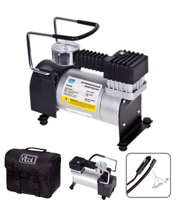 Vitol Автокомпрессор Ураган КА-У12040 100psi 12Amp 35л переходник | Vitol Ураган компрессор, отзывы, характеристики, фото, цена-2