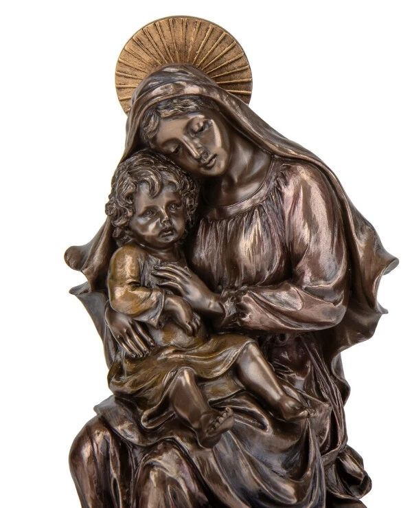 Veronese - Figurine of the Virgin Mary with Jesus (24 cm) 75432A4  Bronze back