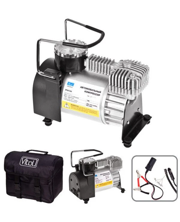 Vitol Автокомпрессор Ураган КА-У12051 150psi 15Amp 40л переходник Автостоп | Vitol КА-У12051 Ураган компрессор, отзывы, характеристики, фото, цена 1