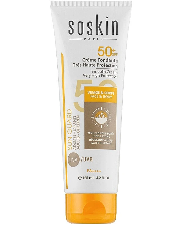 Soskin - Солнцезащитный крем для лица и тела SPF 50+ Smooth Cream Body & Face Very High Protection SPF50+ 125 мл