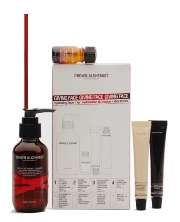 Grown Alchemist - Тревел набор бестселлеров для увлажнения лица и губ Giving Face Hydrating Skincare Gift Set 