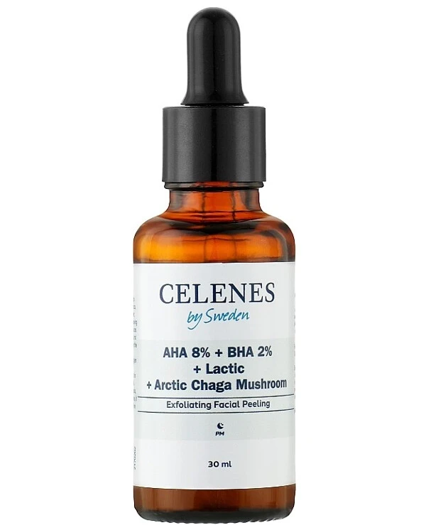 Celenes - Пилинг-сыворотка с кислотами Aha + Bha + Lactic + Arctic Chaga Mushroom 30 мл