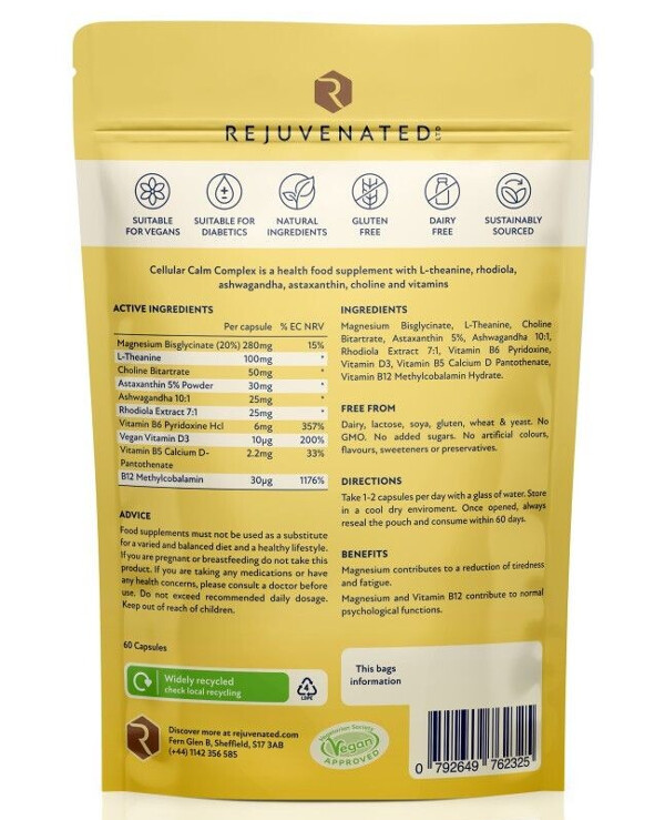 Rejuvenated - Antistress complex, 30 capsules Cellular Calm Complex  back