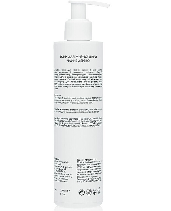 KleoDerma - Facial toner Tea tree Tonic Lotion Melaleuca Alternifolia 250ml back