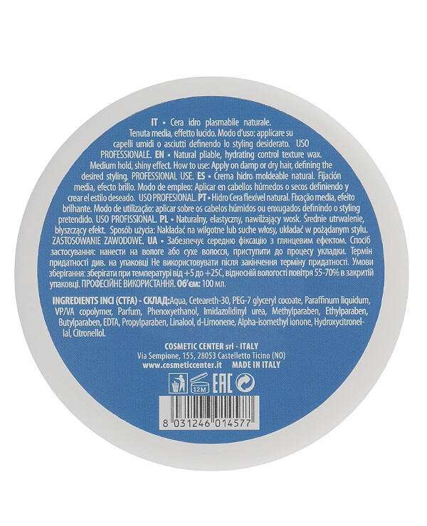 Team 155 - Water-based hair styling wax Finish Control Wax Hydro Fix Cera Idro 100ml back