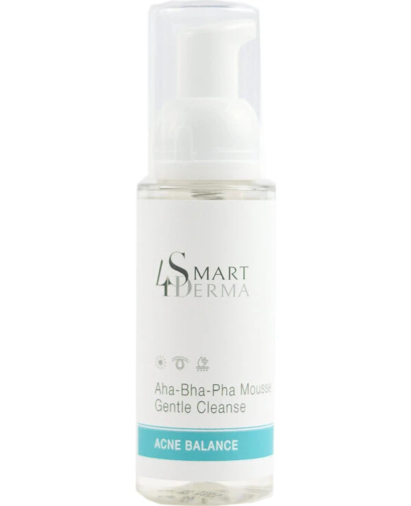 Smart4Derma Очищающая мультикислотная пенка для жирной, комбинированной и кожи с акне | Aha-bha-pha mousse gentle cleanse фото, цена, купить