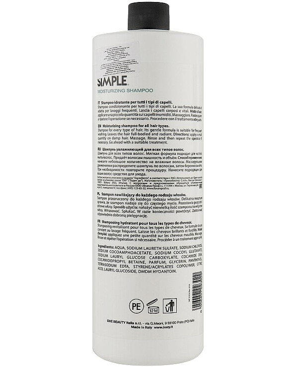 Kezy - Moisturizing hair shampoo Simple Moisturizing Shampoo 1000ml back