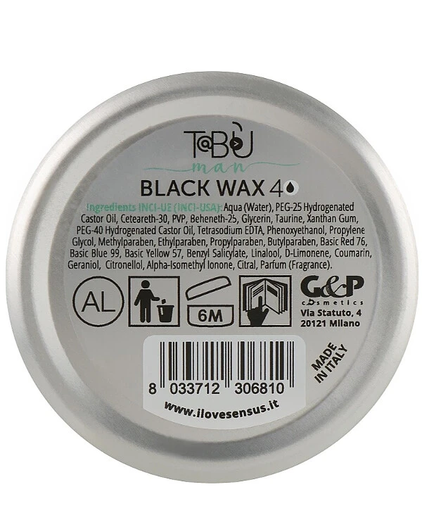 Sensus - Черный воск для волос Tabu Black Wax 40 75 мл back