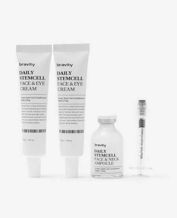 Bravity Набор для шеи и глаз со стволовыми клетками против морщин | Bravity Daily StemCell Neck Ampoule Face & Eye Cream Set сыворотка 30 г, крем 2 x 30 г