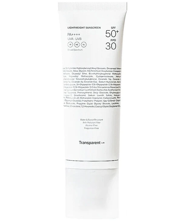 Transparent lab - Сонцезахисний крем для обличчя Lightweight Sunscreen SPF50+ 100 мл