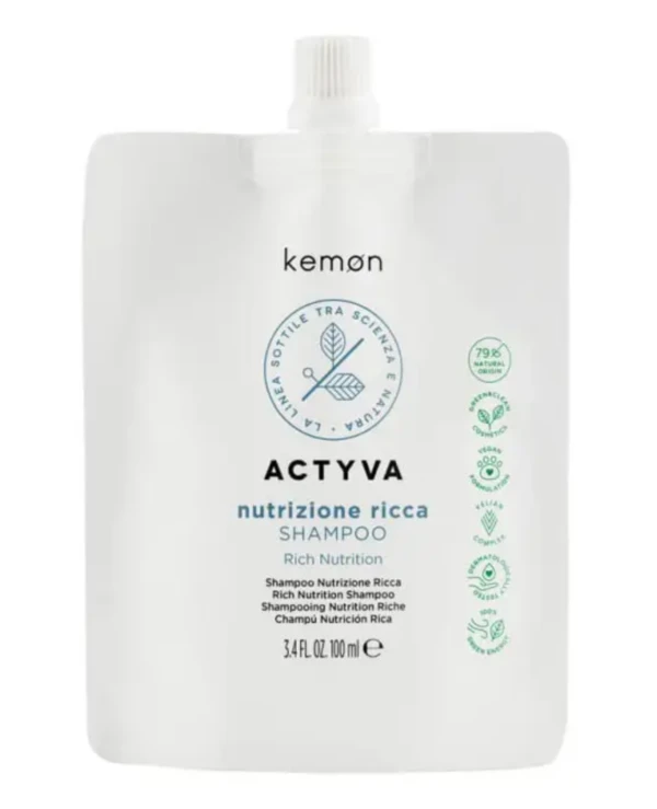 Kemon - Питательный шампунь для сухих волос (рефил) Actyva Nutrizione Ricca Shampoo 100 мл