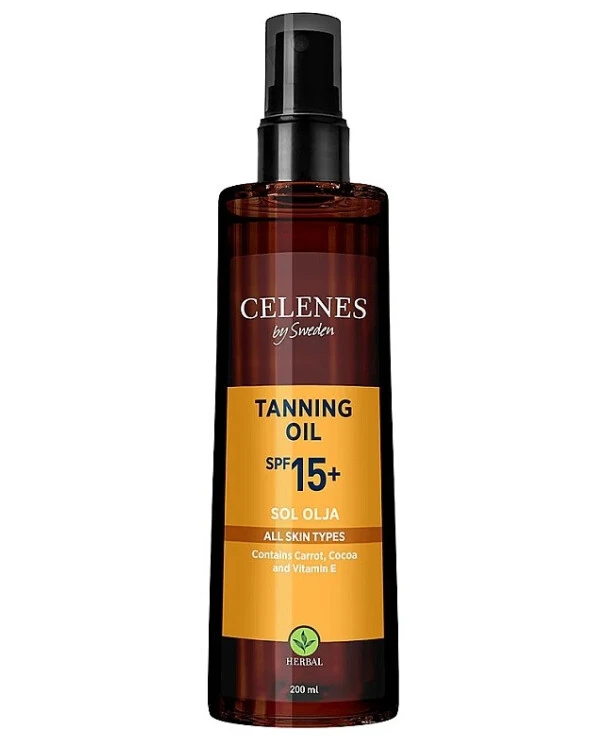 Celenes - Масло для загара Herbal Tanning Oil Spf15 200 мл