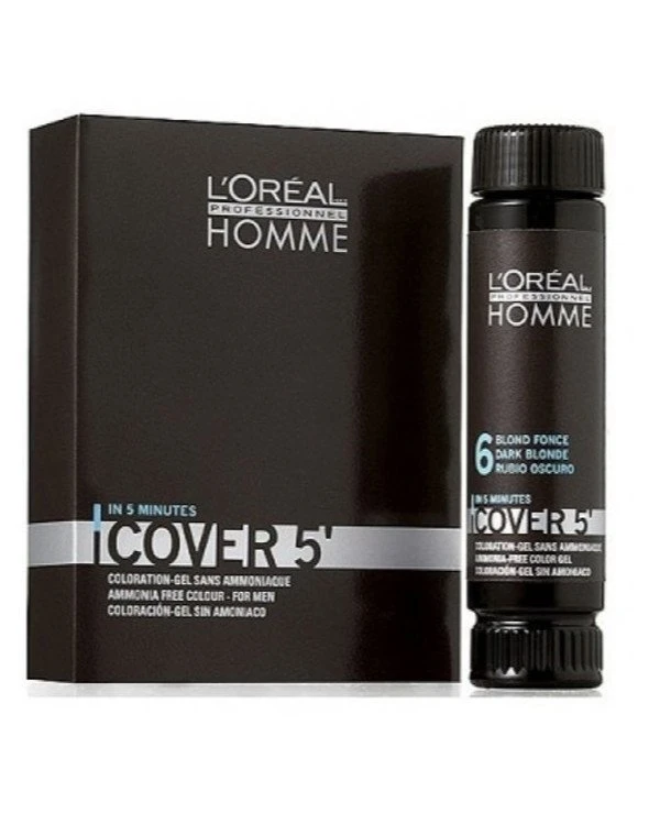 L'oreal Professionnel - Мужской окрашивающий гель для тонирования седины без аммиака Homme Cover 5 50 мл, 6 - Темный блондин