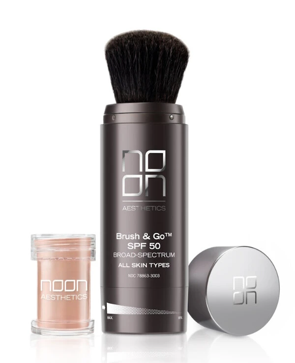 NOON Aesthetics - Натуральная минеральная пудра SPF-50 для всех типов кожи Brush & Go SPF 50 All Skin Type Tone 02 5 мл х 2 шт, 02