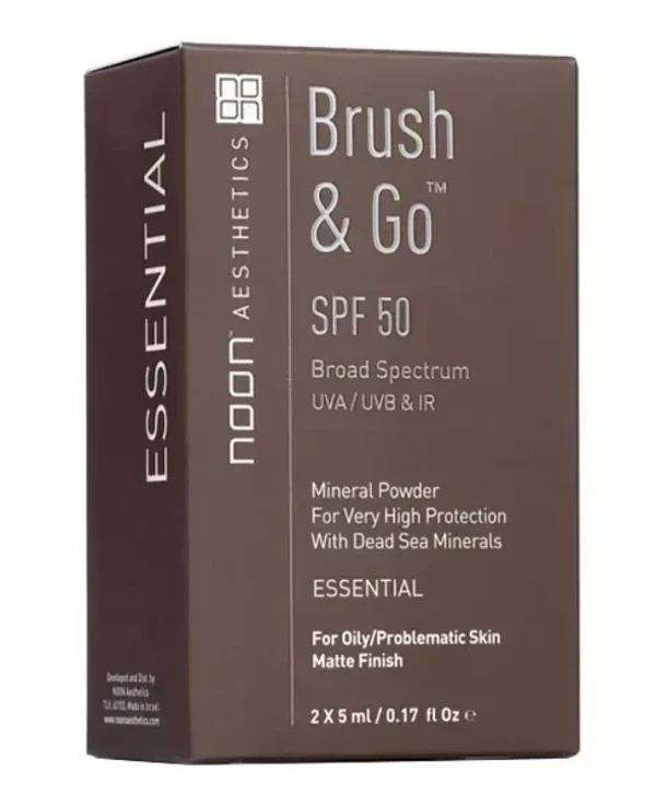 NOON Aesthetics Мінеральна пудра з SPF 50 для жирної та проблемної шкіри | Сонцезахисна пудра Noon Aesthetics Essential Brush&Go Mineral Powder