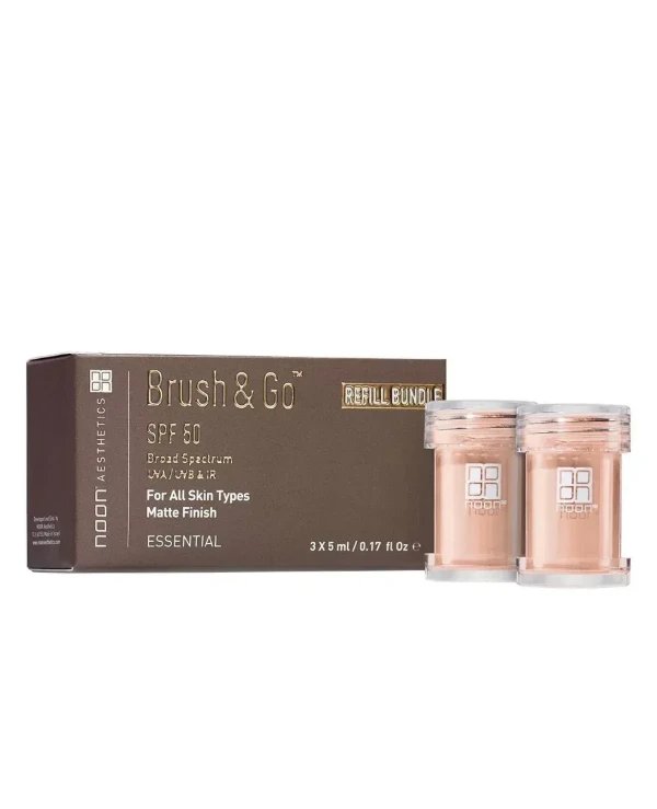 NOON Aesthetics - Set of refills mineral powder for all skin types Refill Pack For Brush & Go SPF 50 All Skin Type Tone 01 01, 3 pcs x 5 ml
