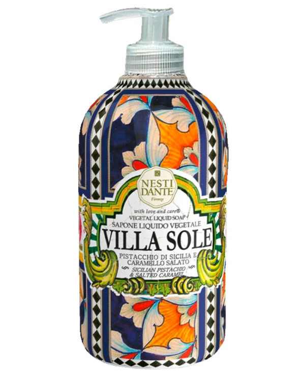 Nesti Dante - Рідке мило з ароматом фісташки та солоної карамелі Liquid Soap Villa Sole Sicilian Pistachio and Salted Caramel 500 мл