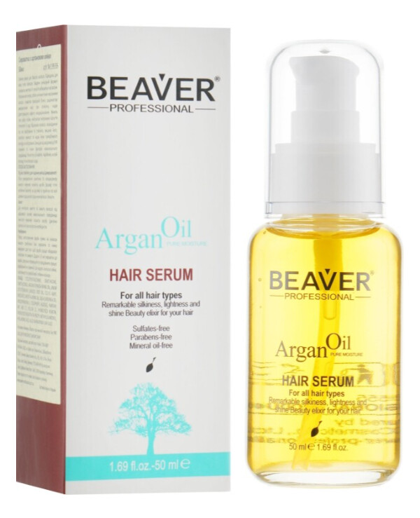 Beaver professional Restorative serum with argan oil for nourished and shiny hair | Beaver Argan Oil Hair Serum: A restorative serum with argan oil for nourished and shiny hair.