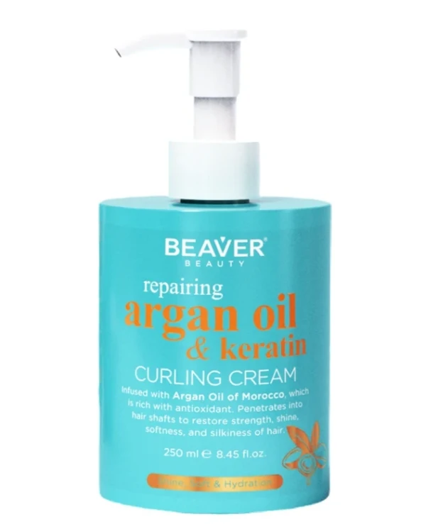 Beaver professional - Argan Oil Cream for Bouncy Curls Repairing Argan Oil & Keratin Curling Cream 250ml