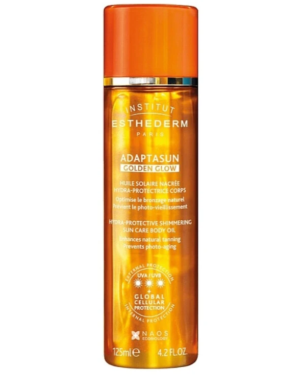 Institut Esthederm - Защитное масло с шимером Adaptasun Golden Glow Hydra-Protective Shimmering Sun Care Body Oil 125 мл