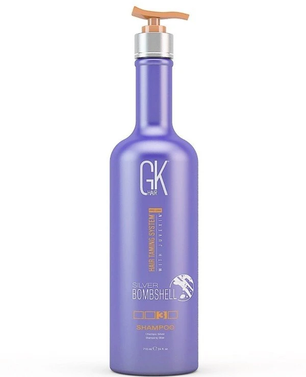 Gkhair Global Keratin - Серебряный шампунь для блондированных волос Silver Bombshell Shampoo 710 мл