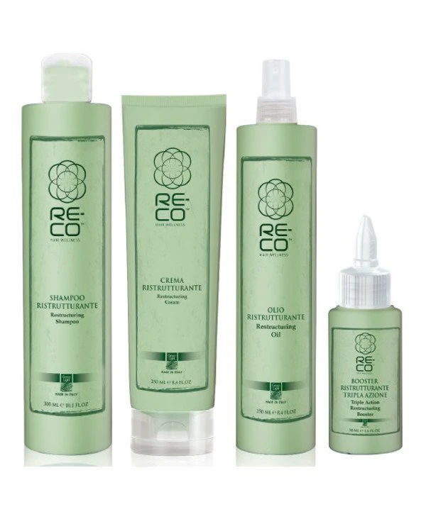 Green Light - Набір для реконструкції волосся (професійний) Re-Co Hair Wellness (shm/300ml + oil/250ml + hair/cr/250ml + boos/50ml) 