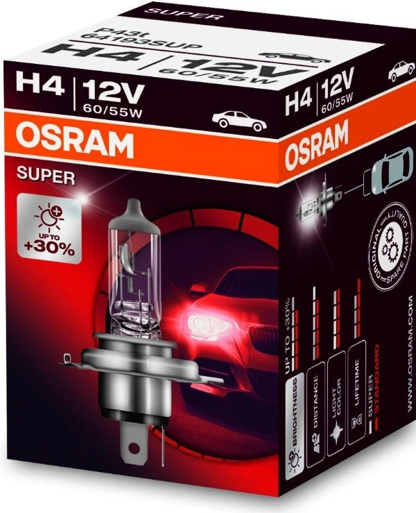 Osram - Галогенная лампа Super H4 12V 60W P43t-38 (64193SUPFS)  