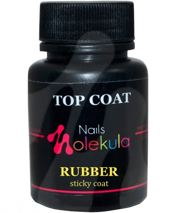 Nails Molekula - Топ каучуковый с липким слоем Top Coat Rubber 30 мл
