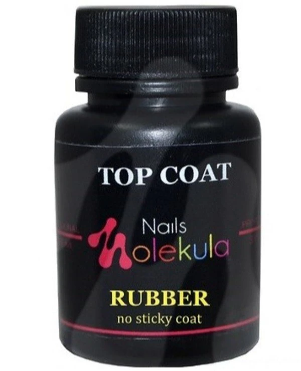 Nails Molekula - Топ каучуковый без липкого слоя Top Coat Rubber No Sticky 30 мл