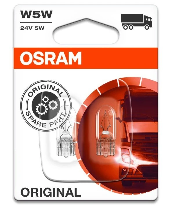 Osram - Автолампа Original W5W 24V 5W W2.1x9.5d BL2 (2845BLI2)  50 Лм