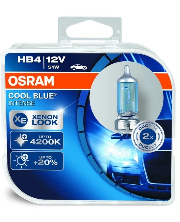 Osram - Галогенная лампа Cool Blue Intense HB4 12V 51W P22d (9006CBI-HCB-DUO)  1000 Лм