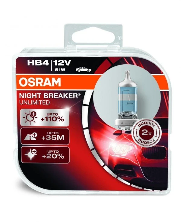 Osram - Галогенная лампа Night Breaker Unlimited HB4 12V 51W P22d Box (9006NBU-HCB-DUO)  