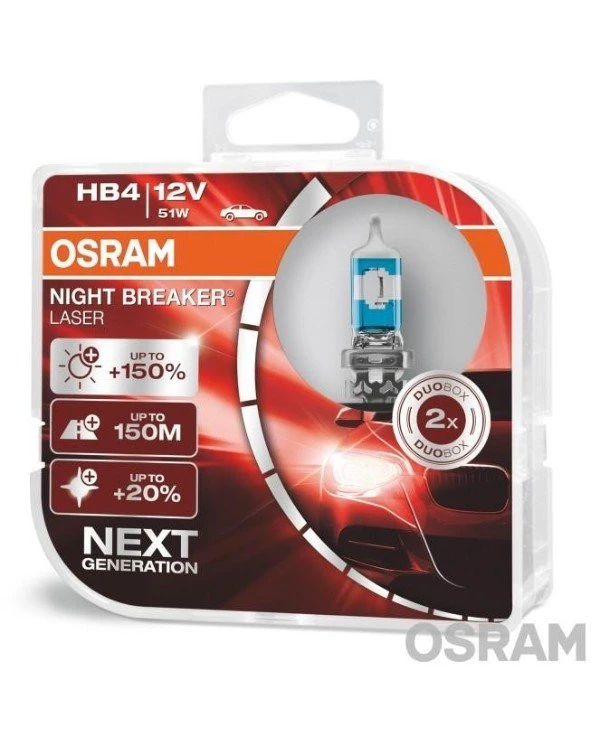 Osram - Autolamps Night Breaker LASER HB4 12V 51W P22d Box (9006NL-HCB-DUO)  