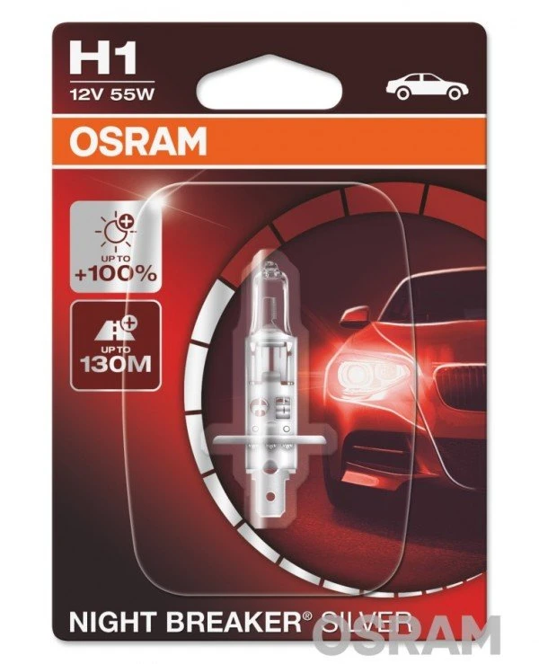 Osram - Галогенная лампа Night Breaker Silver H1 12V 55W P14.5s (64150NBS-BLI)  1550 Лм