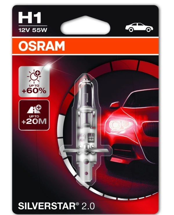 Osram - Галогенная лампа Silverstar H1 12V 55W P14.5s (64150SV2BL)  1550 Лм